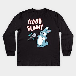 Good Bunny The Rapper In The Studio Kids Long Sleeve T-Shirt